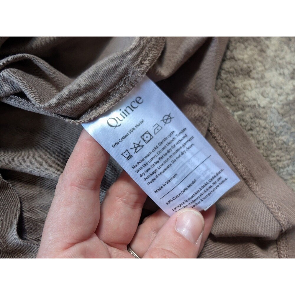 Quince T Shirt Womens XL Casual V Neck Organic Cotton Basic Tan Brown - Picture 6 of 6